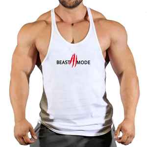 เสื้อแขนกุดโชว์กล้ามสำหรับผู้ชาย, เสื้อกล้าม3D พิมพ์ตัวอักษรสำหรับวิ่งออกกำลังกายลำลองระบายอากาศได้ดี PCS-R-203 - Product Image 5
