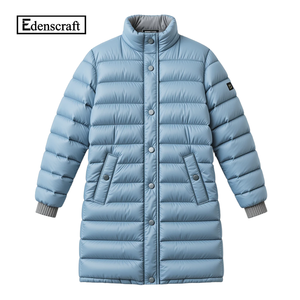 Veste d'hiver longue matelassée légère et élégante en tissu brun, taille plus, pour femmes, chaude, confortable, logo, coupe-vent, isolée - Product Image 5