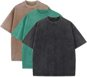 Meilleurs T-shirts d'été surdimensionnés en coton lourd pour hommes T-shirt vintage coupe ample à manches courtes T-shirts décontractés pour hommes femmes - Product Image 2