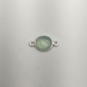 Conector de dijes de doble fianza de cuarzo Aqua con forma ovalada de piedras preciosas para hacer collares y pulseras - Product Image 1