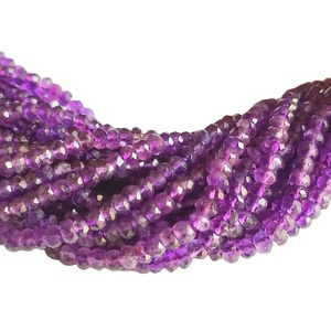 สร้อยคอลูกปัดอัญมณีรูปโดนัทอัญมณีสีม่วง - Product Image 1