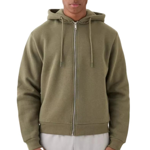 Nouveaux sweats à capuche zippés pour hommes élégants et tendance, 100% coton molletonné, teinture unie, respirant, écologique, séchage rapide, logo personnalisé, décontracté - Product Image 6