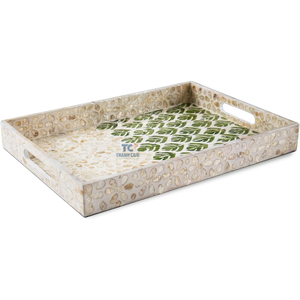 Plateau de service en nacre de qualité haut de gamme en vente en gros plateau de service en incrustation de vadrouille plateau en laque pour table basse et décoration intérieure - Product Image 2