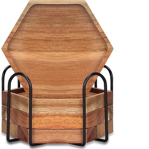 MS-posavasos decorativo de madera para cocina, juego de posavasos decorativo para mesa de té y café, 4 posavasos - Product Image 5