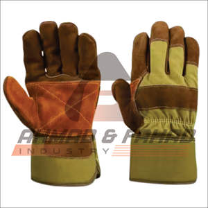 Gants de gréeur canadien Gants de travail robustes de sécurité industrielle Protection des mains en cuir de vachette renforcé Cuir fendu Coton confortable - Product Image 4