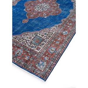 Alfombra de Lana Azul Vintage Hecha a Mano, Estilo Boho, con Medallón Abstracto y Patrón Rectangular para Entrada, Pasillo, Hogar -Pae-2370 - Product Image 2