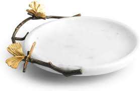 Plateau en marbre sur mesure avec poignées en feuille d'or Plateau de service décoratif pour la maison Fabriqué en fer et en aluminium - Product Image 5