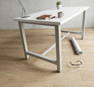 Mesa de cafetería con tablero Werzalit y estructura metálica, mesa de comedor duradera, mobiliario comercial para uso escolar y en fábricas. - Product Image 2