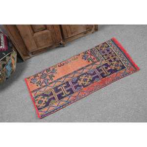 1.4x3.1 ft Vintage Rug, <b>Red</b> Camouflage Turkish Rug <b>Wool</b> - Product Image 2