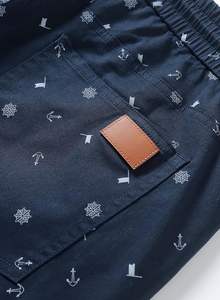 Short de golf en sergé extensible d'été à cordon de serrage en coton pour hommes, motif solide, techniques brodées numériques - Product Image 5