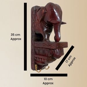 Premium Quality Mango Wood Elephant <b>Key</b> Holder Handcrafted Brown Wooden Wall Hanger with 2 <b>Hooks</b> Finely Crafted <b>for</b> Home &Office - Product Image 5