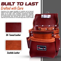 Bolsa de Herramientas Profesional de Cuero Curtido al Aceite, Cinturón Portaherramientas, Juego de Herramientas con Marca Personalizada para Carpintero, Construcción, Electricista
