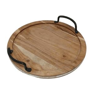 Joli plateau de service en bois incrusté de vadrouille avec poignée en métal pour les articles de table et de cuisine fabriqués à la main du Vietnam - Product Image 2