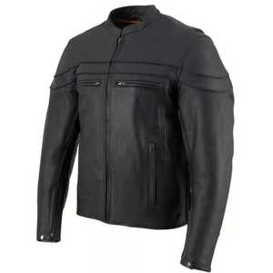 แจ็กเก็ตหนังวัวแบบเป็นทางการมีคอตั้งและติดโลโก้ด้านหน้า - Product Image 1