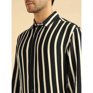 Amanush <b>Men's</b> Black And White Striped Formal Shirt Full Sleeve Turn-down Collar Smart Casual Spring Woven <b>Mens</b> Wear Shirts - Product Image 2