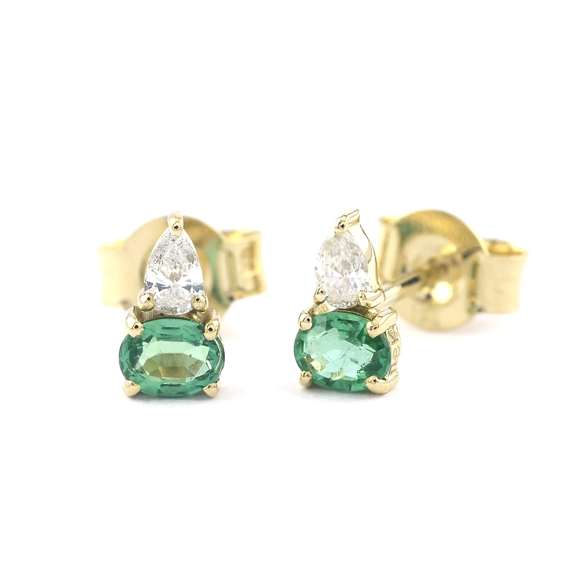 Fábrica Atacado Oval Natural Emerald Pear Real Diamante 18k Brincos de Ouro Sólido Estilo Luxo Graciosa Brincos para As Mulheres