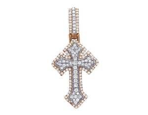 Personalizado 925 Plata Hip Hop Colgante Iced Out Moissanite Diamante Redondo Personalizado Christian Cross Colgante - Product Image 1