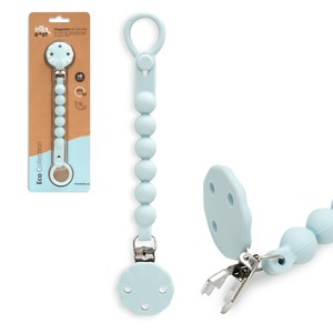 Porte-sucette en silicone bleu avec chaîne pour nouveau-nés de 0 à 12 mois - Product Image 1