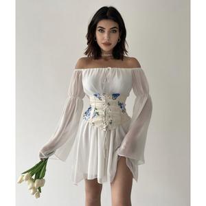 Abito in Tulle bianco con corsetto floreale - Product Image 4