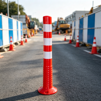 Poteau de signalisation routière flexible réfléchissant rouge et jaune anti-collision pour l'isolation des voies communautaires