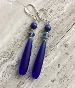 Pendientes de cuentas bohemias con flecos en cascada Andy de diseño turquesa, regalo de joyería único - Product Image 2