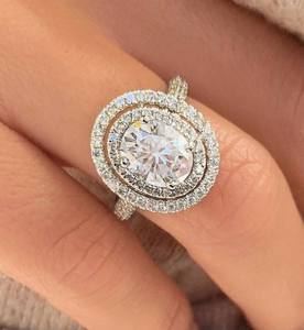 Anneaux de fiançailles Aniva Trendy Eternity en argent 925, luxe, taille ovale, moissanite, pour femmes, serti à griffes, certifié IGI, OEM - Product Image 6