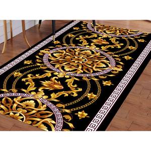 Alfombra Estampada - Diseño Griego, Dorado Moderno, Lavable a Máquina, Alfombra de Chenilla - Product Image 3