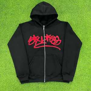 Sweat à capuche 100 % coton, épais et doublé polaire pour l'hiver, avec deux empiècements, accent frontal personnalisé, cordon de serrage surdimensionné et poche intérieure dissimulée - Product Image 1