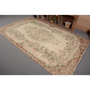 พรมขน9.5ft เทอร์กิชวินเทจสีน้ำตาลเบจ5.6 x ถักทอแบบเรียบสำหรับตกแต่งห้องนั่งเล่นห้องโถงใช้น้ำยาง - Product Image 3