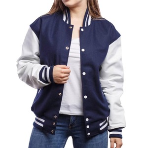 Veste universitaire courte pour femme en laine respirante à 100 %, avec détails en peau de mouton, fermeture personnalisée, coupe-vent réversible, collection 2025 - Product Image 6