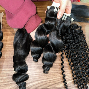 Vendeurs d'extensions de paquets de cheveux humains courts bon marché Vente en gros de cheveux vietnamiens Loose Wave Virgin Hair Bundles Weaves - Product Image 1