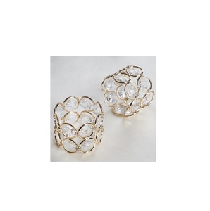 <b>Set</b> of Four Crystal and Stainless Steel Napkin Ring Silver Color <b>Round</b> Shape Wedding Party <b>Table</b> Decor Napkin Ring - Product Image 5