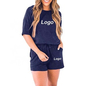 Conjunto de 2 piezas para mujer, 100% de algodón, conjunto ligero de secado rápido, transpirable, logotipo personalizado, ropa de calle OEM - Product Image 1