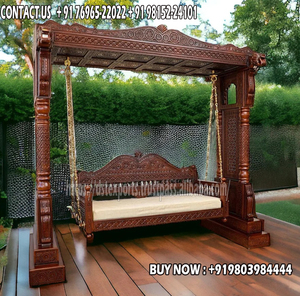 Maharaja DST EXPORTS Teak Wood Carved Modern Day <b>Bed</b> Swing Jhula Indoor Living Area <b>Antique</b> Finish USA Sale Trending 2026 - Product Image 6