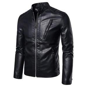 Legacy Black Veste de motard pour homme en cuir véritable avec doublure et poches en viscose matelassée Col montant Veste en toile à fermeture éclair pour homme - Product Image 1