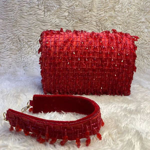 Women's Handcrafted Ethnic Wedding Embroidered <b>Bead</b> Clutch Handmade <b>Purse</b> Bag Bridal Clutch Gift Bag - Product Image 1