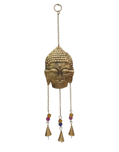 Campanas de viento con forma de cara de Buda de hierro, adornos de jardín de Metal para decoración de balcón del hogar, adorno colgante de energía positiva - Product Image 1