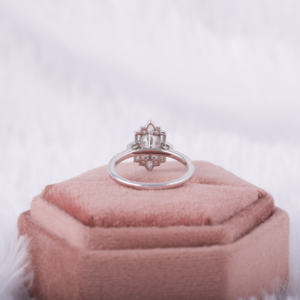 แหวนหมั้นเพชรเม็ดเดี่ยวประดับเพชรขนาด14K สีทองพร้อมลูกแพร์และทรงกลมสำหรับเป็นของขวัญสำหรับผู้หญิง - Product Image 4