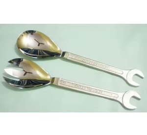 Cuchara de ensalada de acero de la mejor calidad, cuchara de latón dorado, tenedor y cuchara de latón hecha a mano - Product Image 6