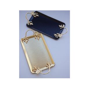 Plateau de conception de finition plaqué argent brillant pour la conception de décor de vaisselle plateau de service de conception en métal en acier de qualité la plus récente - Product Image 1