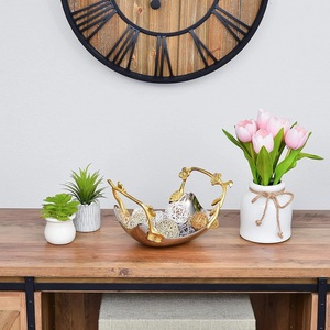 Plateau de service en acier inoxydable brillant avec poignées décoratives dorées pour servir les plats et décoration de Table, vente en gros - Product Image 3