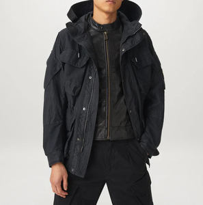 แจ็กเก็ตหนังวัวแท้สำหรับผู้ชายเสื้อซิปมีฮู้ดสำหรับผู้ชายดีไซน์แฟชั่นตามสั่ง - Product Image 4