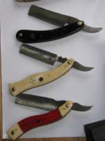 Rasoir droit de barbier Maclura MSH 94, lames en acier Damas, lame unique, manche en corne de buffle pour hommes