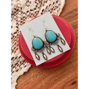 Sheila Tso Kingman Turquoise & Sterling <b>Silver</b> <b>Drop</b> <b>Earrings</b> for Gift Occasions - Product Image 4