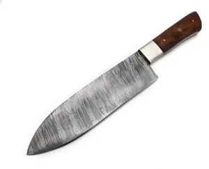 Cuchillo de Chef Profesional Hecho a Mano, Ecológico, Ambidiestro, de Acero de Damasco, Estilo Japonés, de 8 Pulgadas, con Mango de Madera de Palisandro - Product Image 1