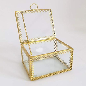 Caja de Joyería Rectangular de Latón y Vidrio de Alta Calidad, Marco de Metal Dorado Hecho a Mano, Exhibidor de Vidrio Transparente, Organizador Decorativo - Product Image 3