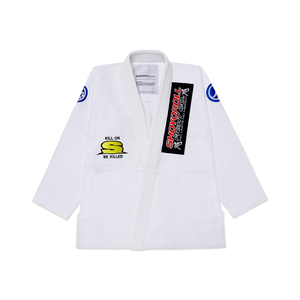 Venta al por mayor, entrega rápida, Kimono de Jiu-Jitsu Brasileño 100% algodón, conjunto de uniforme BJJ para hombre y mujer, peso medio, color blanco - Product Image 5