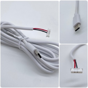 Кабель питания USB Type-C (штекер) - 8-контактный (однорядный) разъем типа Wafer (гнездо), 2-жильный, белый, в ПВХ-оплетке, для подключения устройств к печатным платам - Product Image 2