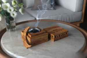 Porte-encens en bois et métal en forme de lune, brûleur d'encens Bakhoor tendance, brûleur d'encens à prix avantageux en gros - Product Image 1