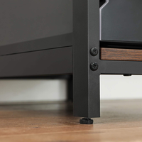 Bureau d'ordinateur industriel Sukavina avec étagères de rangement réglables et surface en bois pour poste de travail à domicile